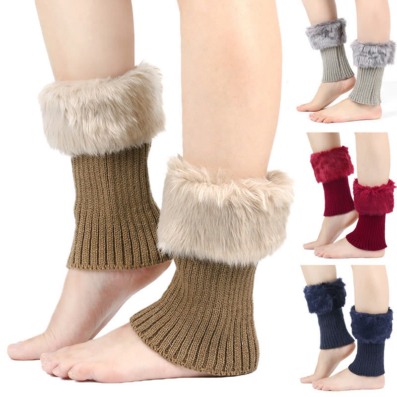 Knitted Fur Boot Cuffs Short Leg Warmers - image 0