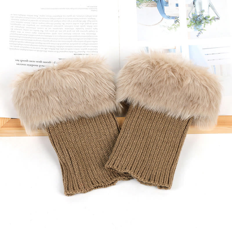 Knitted Fur Boot Cuffs Short Leg Warmers - image 12