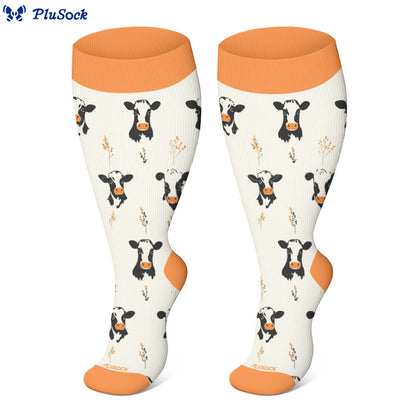 Plus Size Cow Chicken Pig Compression Socks(3 Pairs) - image 3