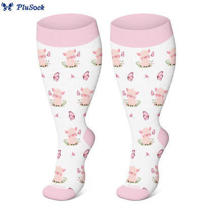 Plus Size Cow Chicken Pig Compression Socks(3 Pairs) - image 4
