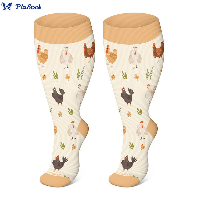 Plus Size Cow Chicken Pig Compression Socks(3 Pairs) - image 2