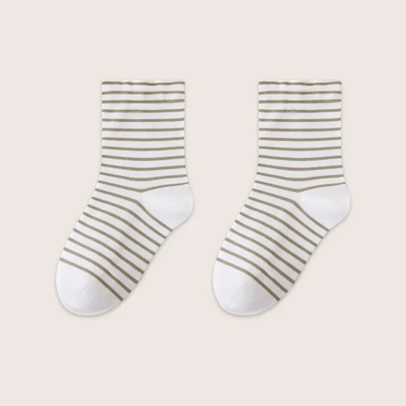 Pure Cotton Breathable Stripe Sleep Socks(3 Pairs) - Green - EU36-39(US3-6) - image 14
