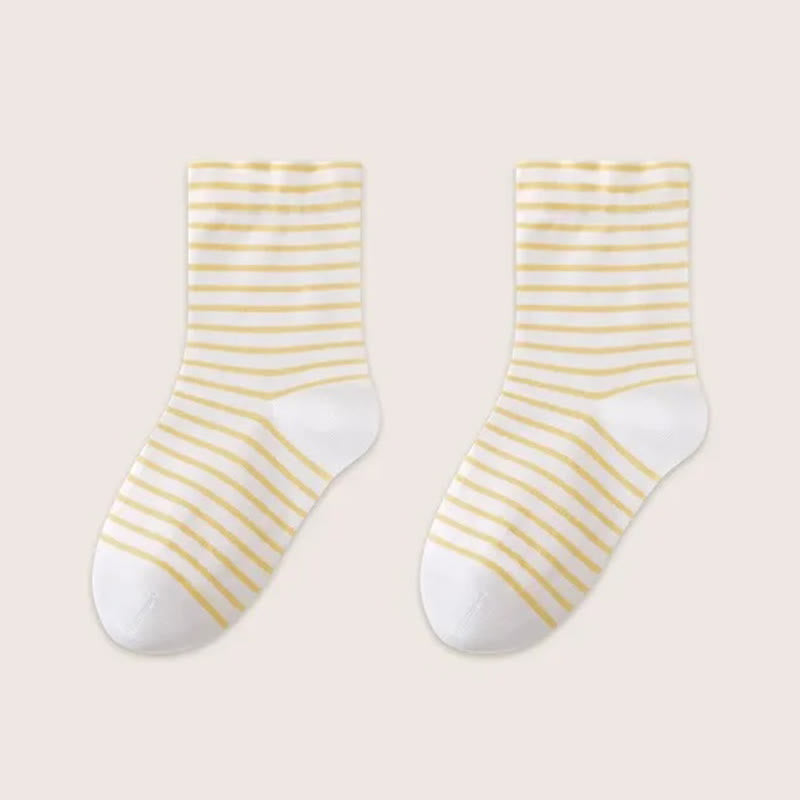 Pure Cotton Breathable Stripe Sleep Socks(3 Pairs) - Yellow - EU36-39(US3-6) - image 13