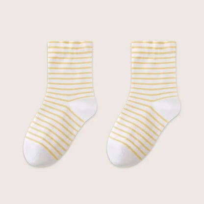 Pure Cotton Breathable Stripe Sleep Socks(3 Pairs) - Yellow - EU36-39(US3-6) - image 13