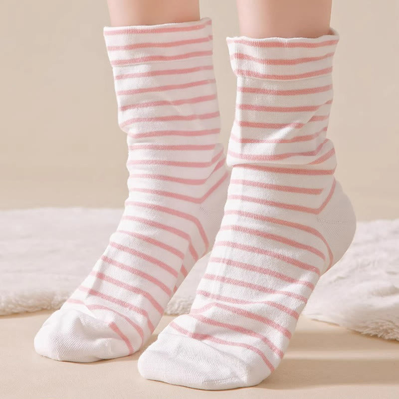 Pure Cotton Breathable Stripe Sleep Socks(3 Pairs) - image 3