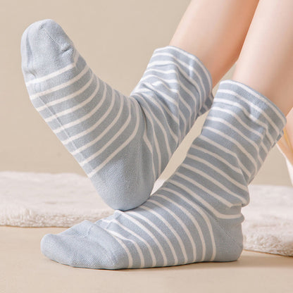 Pure Cotton Breathable Stripe Sleep Socks(3 Pairs) - image 8