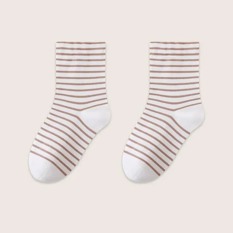 Pure Cotton Breathable Stripe Sleep Socks(3 Pairs) - Khaki - EU36-39(US3-6) - image 11