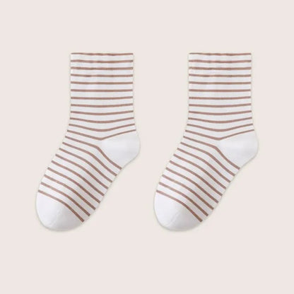 Pure Cotton Breathable Stripe Sleep Socks(3 Pairs) - Khaki - EU36-39(US3-6) - image 11