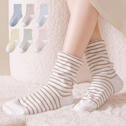Pure Cotton Breathable Stripe Sleep Socks(3 Pairs) - image 0