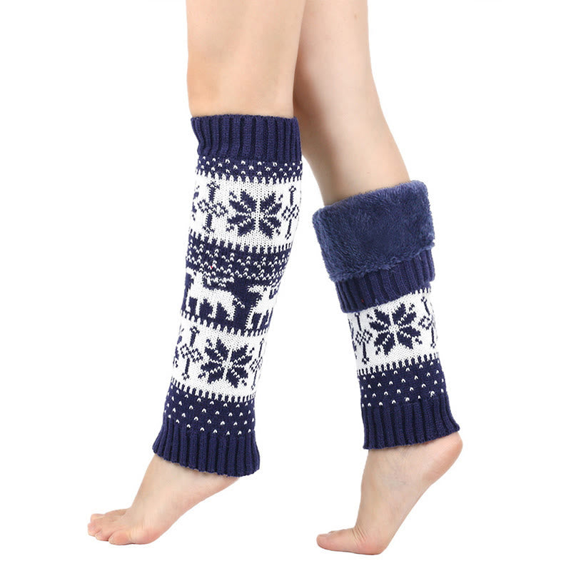 Knitted Fur Snowflake Deer Leg Warmers - image 3