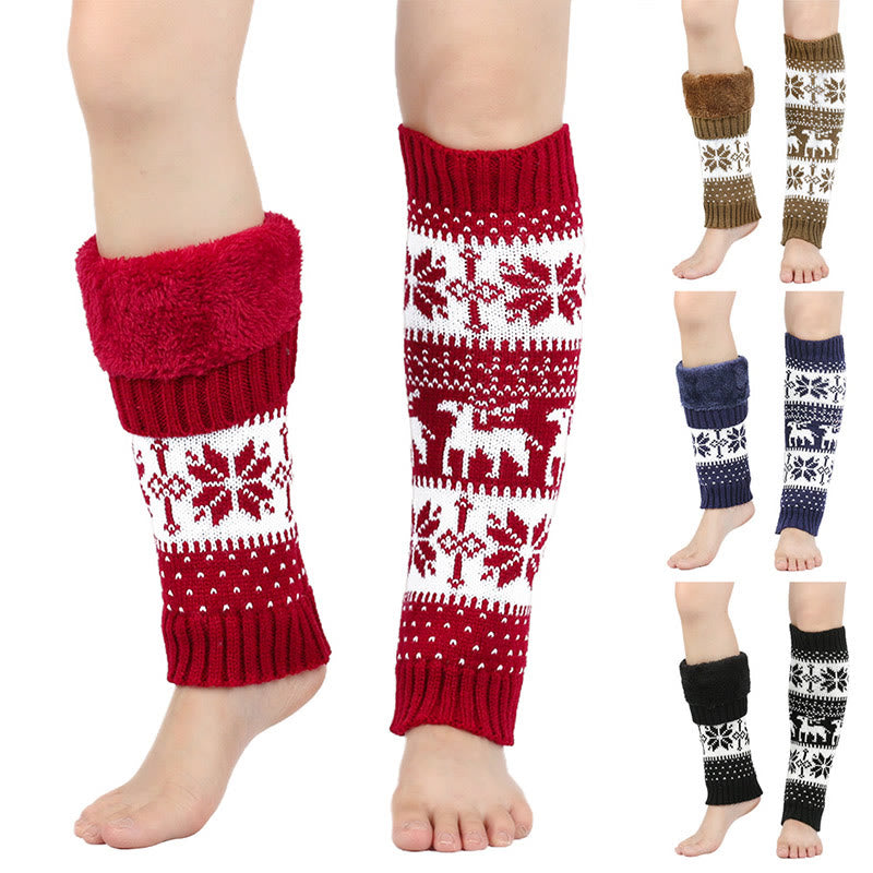 Knitted Fur Snowflake Deer Leg Warmers - image 0
