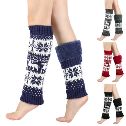 Knitted Fur Snowflake Deer Leg Warmers - image 1