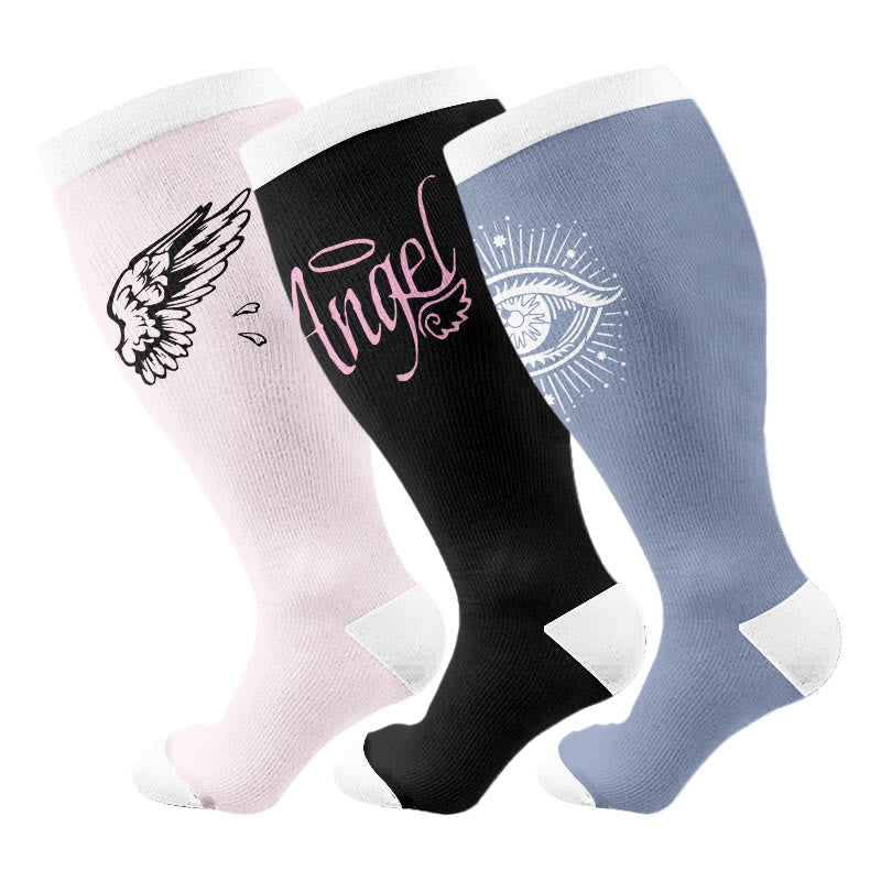 Plus Size Angel Compression Socks(3 Pairs) - Multicolor - 4XL - image 1