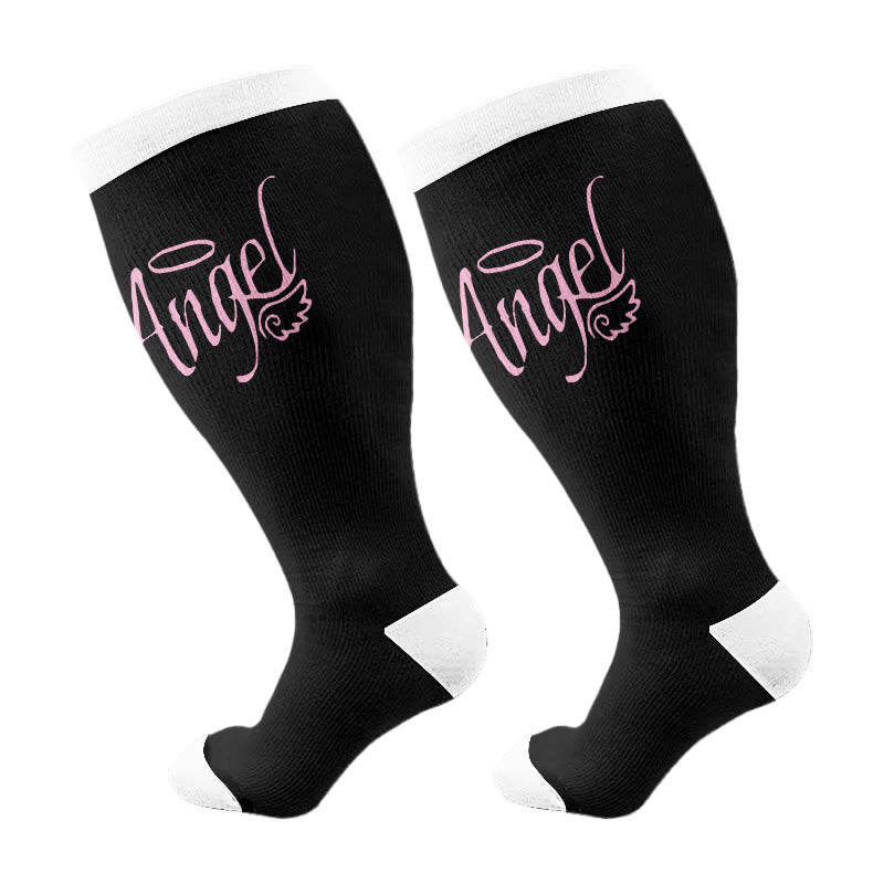Plus Size Angel Compression Socks(3 Pairs) - Black(1 Pair) - 4XL - image 5