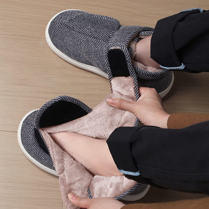 Plus Size Grey Velcro Slippers - image 1