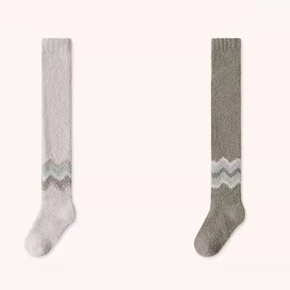 Knee High Coral Fleece Sleep Socks(2 Pairs) - Camel+Green - EU43-48(US9-13) - image 12