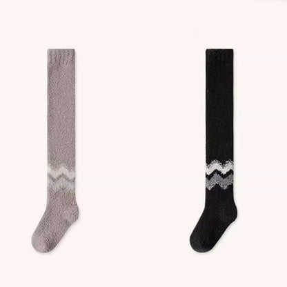 Knee High Coral Fleece Sleep Socks(2 Pairs) - Black+Coffee - EU43-48(US9-13) - image 14