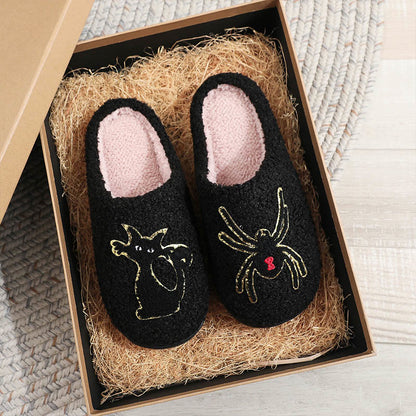 Plus Size Spider Black Cat Slippers - Black - EU44-45(US10-11) - image 6