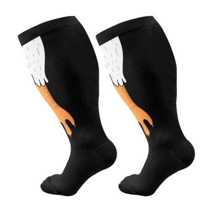 Plus Size Funny Chicken Feet Compression Socks(3 Pairs) - Black(1 Pair) - 4XL - image 5