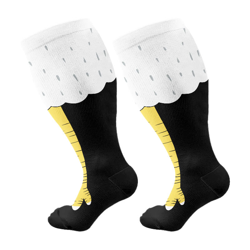 Plus Size Funny Chicken Feet Compression Socks(3 Pairs) - Yellow(1 Pair) - 4XL - image 6