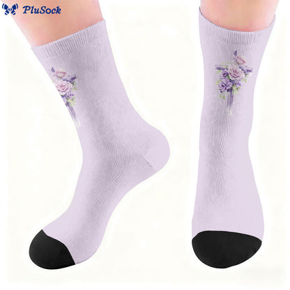 Floral Cross Faith Quarter Socks - image 5