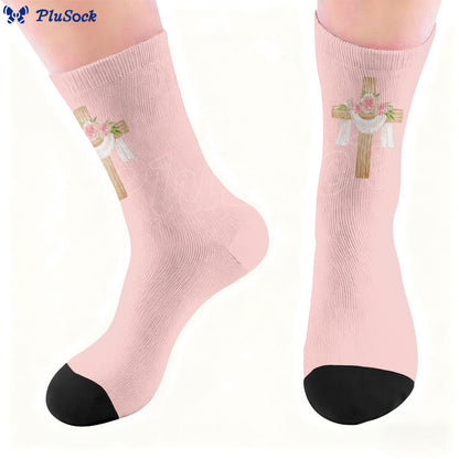 Floral Cross Faith Quarter Socks - image 6