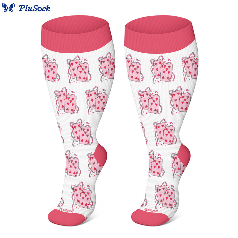 Plus Size Heart Playing Cards Compression Socks(3 Pairs) - image 4