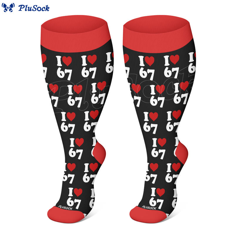 Plus Size Heart Playing Cards Compression Socks(3 Pairs) - image 2
