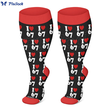 Plus Size Heart Playing Cards Compression Socks(3 Pairs) - image 2