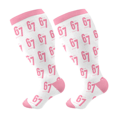 Plus Size Heart Playing Cards Compression Socks(3 Pairs) - Pink(1 Pair) - 4XL - image 6