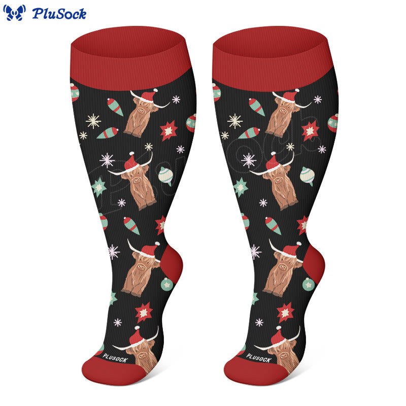 Plus Size Penguin Deer Cow Compression Socks(3 Pairs) - image 4