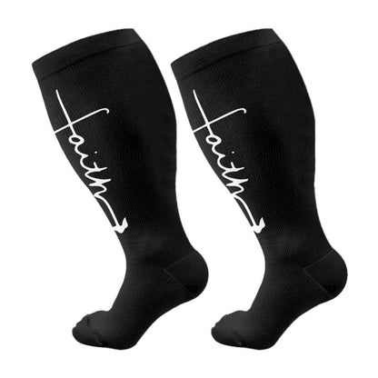 Plus Size Cross Flower Compression Socks(3 Pairs) - Black C(1 Pair) - 4XL - image 15