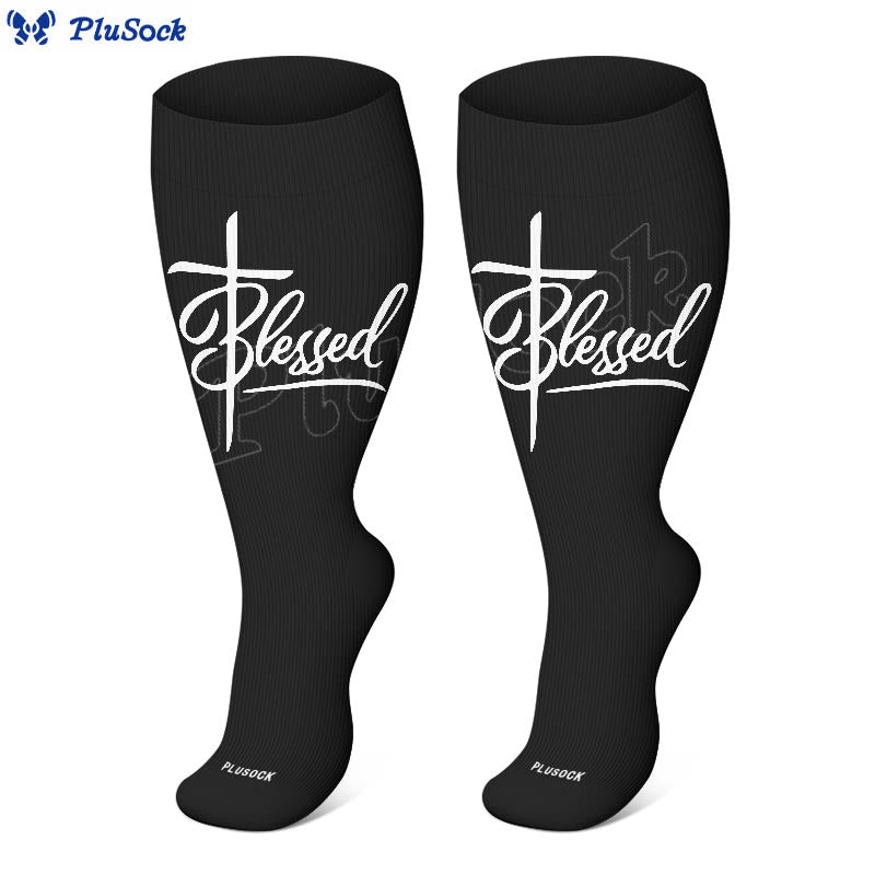 Plus Size Scripture Cross Message Compression Socks(3 Pairs) - image 4