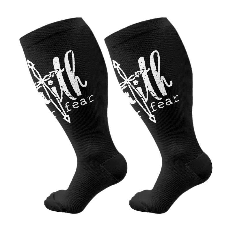 Plus Size Scripture Cross Message Compression Socks(3 Pairs) - Black C(1 Pair) - 4XL - image 7
