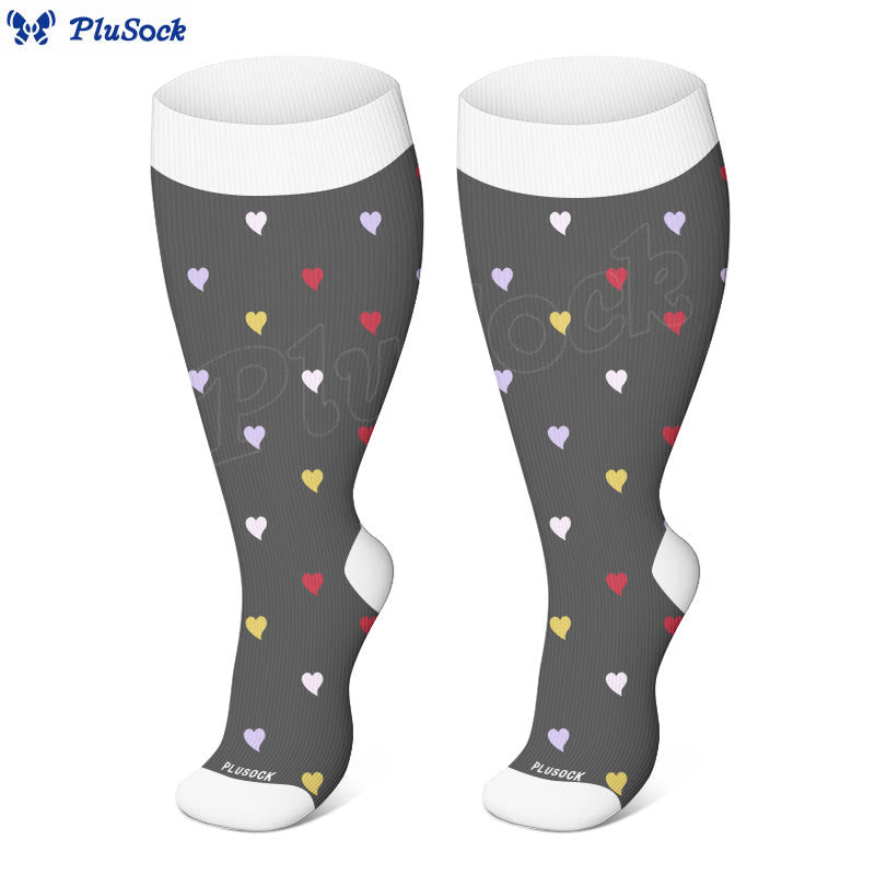 Plus Size Love Print Compression Socks(3 Pairs) - image 2
