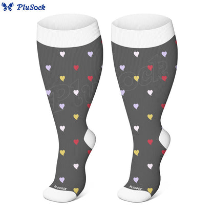 Plus Size Love Print Compression Socks(3 Pairs) - image 2