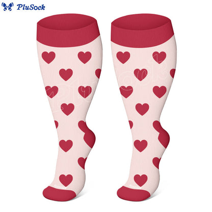 Plus Size Love Print Compression Socks(3 Pairs) - image 4