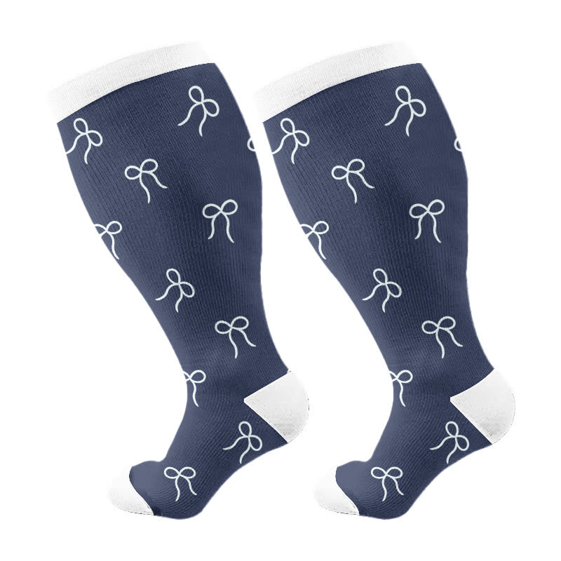 Plus Size Love Print Compression Socks(3 Pairs) - Dark Blue(1 Pair) - 4XL - image 5