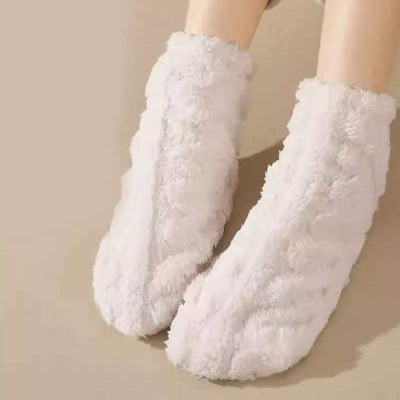 Keep Warm Coral Fleece Sleep Socks(3 Pairs) - Beige - EU36-42(US3-8.5) - image 9
