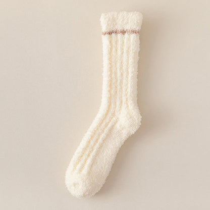 Soft Gentle Feel Sleep Socks(4 Pairs) - Beige - EU36-40(US3-7) - image 14