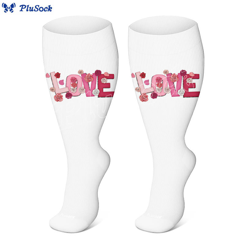 Plus Size Bold Love Graphic Compression Socks(3 Pairs) - image 2
