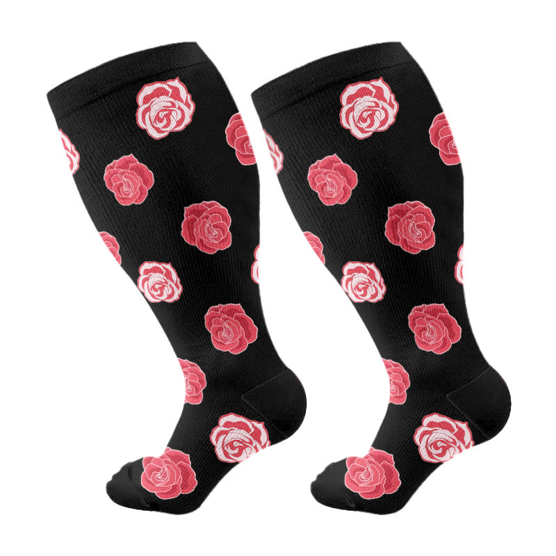 Plus Size Bold Love Graphic Compression Socks(3 Pairs) - Black(1 Pair) - 4XL - image 6
