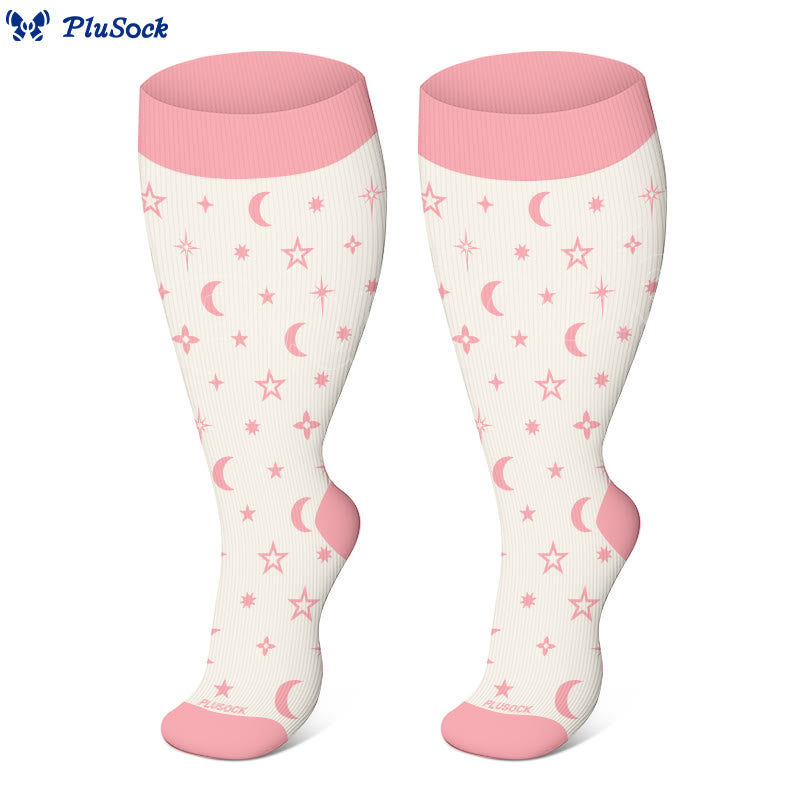 Plus Size Floral Star Compression Socks(3 Pairs) - image 2