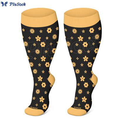 Plus Size Floral Star Compression Socks(3 Pairs) - image 4