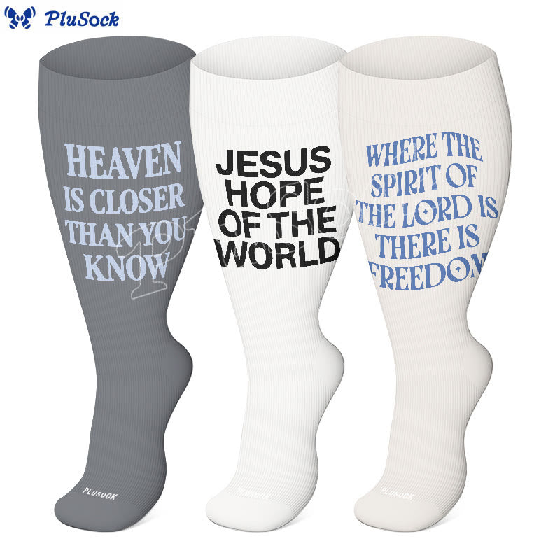 Plus Size Scripture Hope Compression Socks(3 Pairs) - image 0