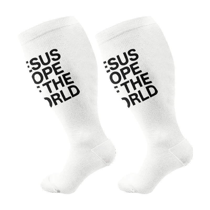 Plus Size Scripture Hope Compression Socks(3 Pairs) - White(1 Pair) - 4XL - image 5