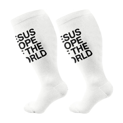 Plus Size Scripture Hope Compression Socks(3 Pairs) - White(1 Pair) - 4XL - image 5