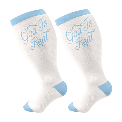 Plus Size God Is Love Compression Socks(3 Pairs) - Beige(1 Pair) - 4XL - image 6