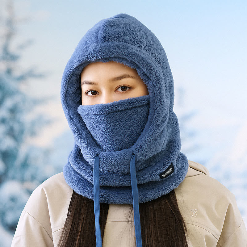Thickened Windproof Hooded Scarf - Blue - One Size - image 2