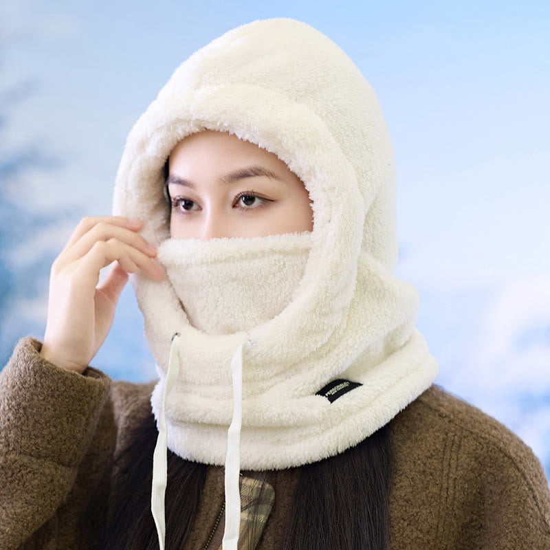 Thickened Windproof Hooded Scarf - White - One Size - image 0